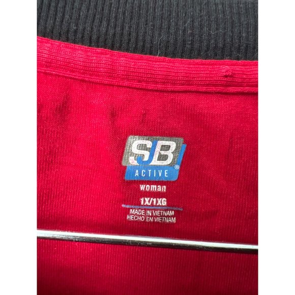 SJB Active Short Sleeve Graphic Tee Women 1X Red Cotton Layered Classic Trendy - Picture 3 of 8